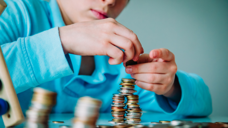 Child counting money