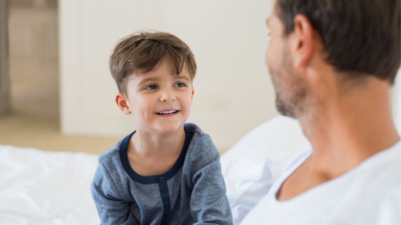 Father talking to son