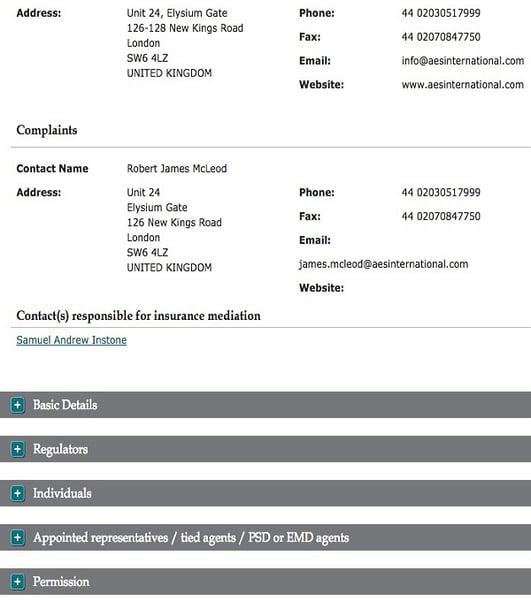 AES International's listing