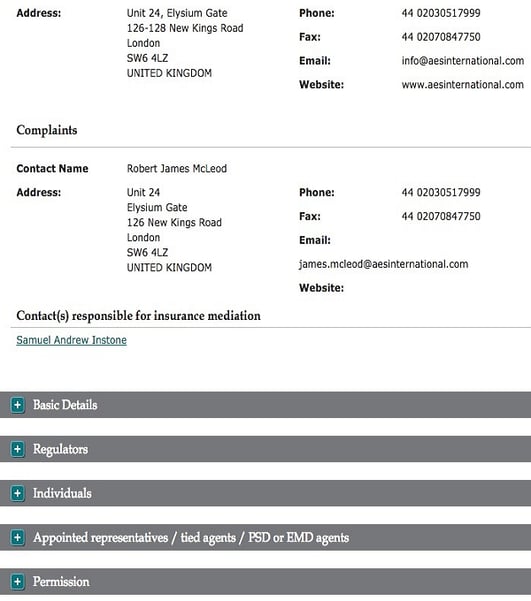 AES International's listing