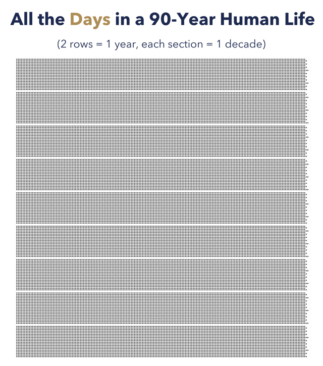 A 90 year human life in days