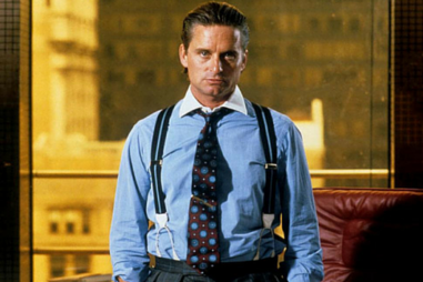 Image of Gordon Gekko, to quote his famous saying, greed is good